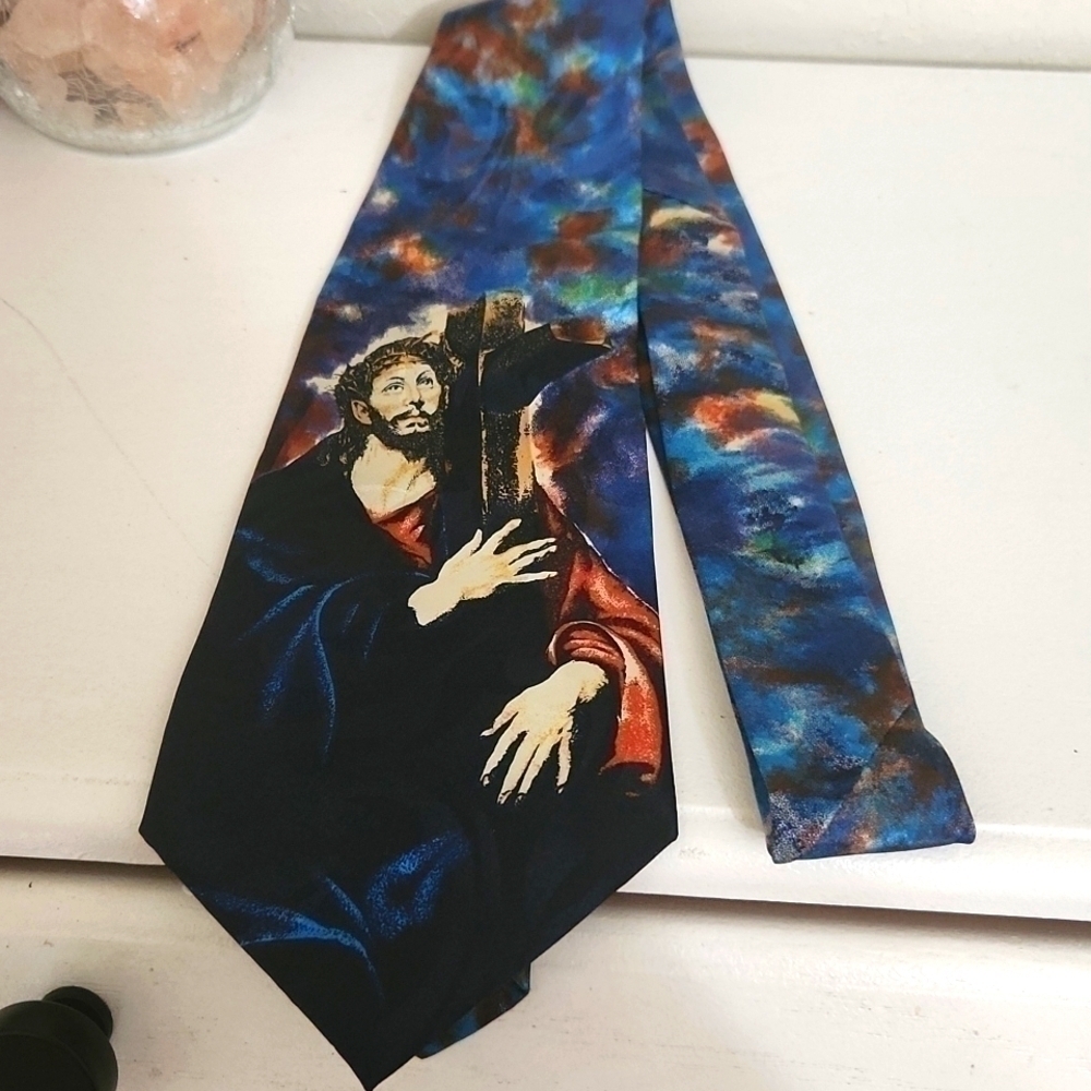 Jesus Carrying Cross A Rodgers Tie Christian Artsy Church Vintage